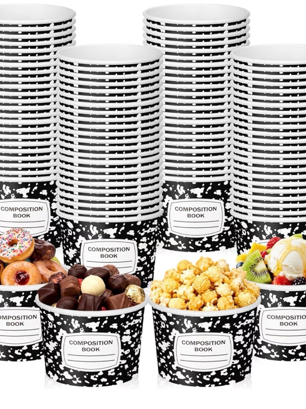 60 count- Back-to-school composition Book Disposable Party Cups - Gift Cups